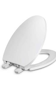 lot 20176 image: Toilet Seat Elongated with Cover Soft Close, Easy to Install, Plastic, White, Suitable to Elongated or Oval Toilets