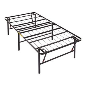 lot 20185 image: Foldable Metal Platform Bed Frame with Tool Free Setup, 18 Inches High, Twin, Black