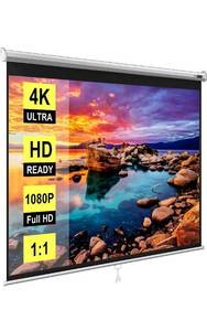 lot 20199 image: VIVOHOME 120 Inch Manual Pull Down Projector Screen, 11 HD Retractable Widescreen for Movie Home Theater Cinema Office Video Game
