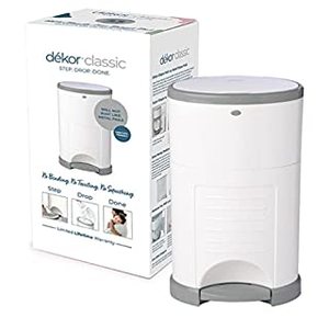 lot 40005 image: Dekor Classic Hands-Free Diaper Pail  White  Easiest to Use  Just Step � Drop � Done  Doesn�t Absorb Odors  20 Second Bag Change  Most Economical Refill System (B00R5BVLXW)