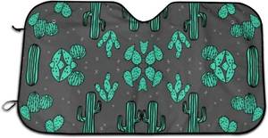 lot 20203 image: Cactus Southwest Desert Windshield Sun Shade Oxford Cloth Foil Sun Shade Fabric for Maximum UV and Sun Protection-Foldable Car Windshield Sunshade Will Keep Car Cooler
