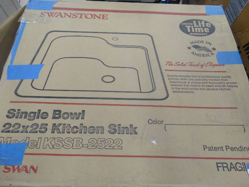 lot 952 image: Swanstone Single Bowl Kitchen Sink 22 X 25.