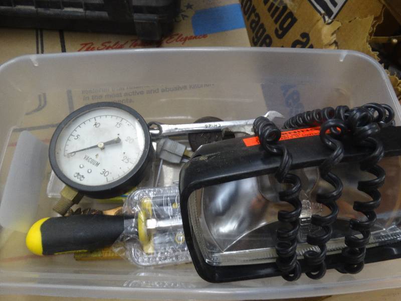 lot 955 image: Tote Of Misc Tools & Parts.