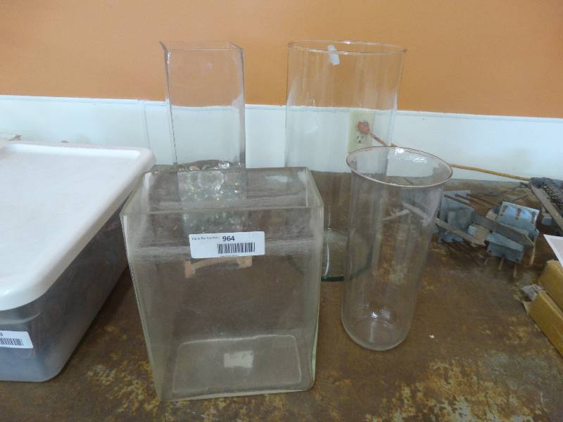 lot 964 image: 4 Decorative Glass containers.