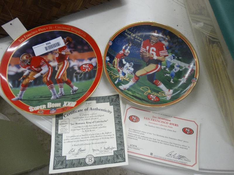 lot 996 image: Super Bowl XXIII Plates WCertificate Of Authenticity.