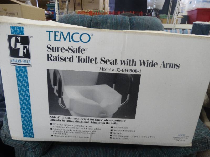 lot 1000 image: Temco Sure-Safe Raised Toilet Seat WSide Arms.