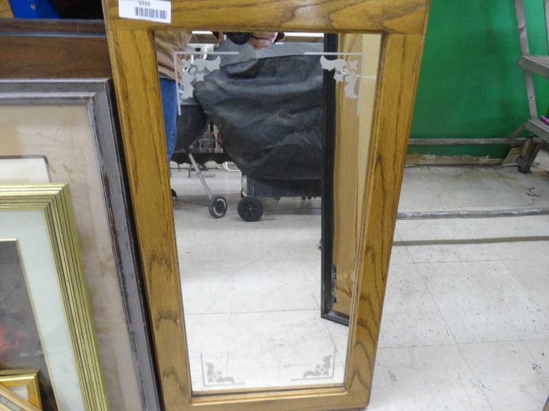 lot 1010 image: Wood Framed Mirror.