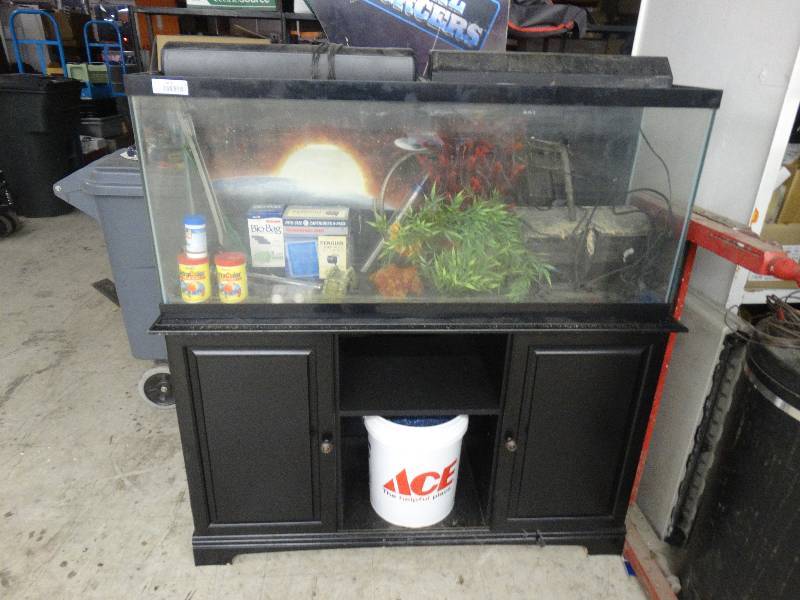 lot 1074 image: 55 Gallon AquariumStandFilterMisc.