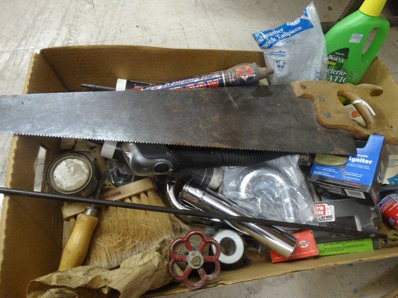 lot 1090 image: Saw, Caulk, Hardware, Brush & Misc.