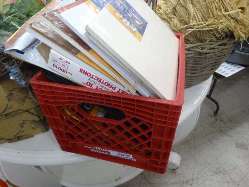 lot 1104 image: Crate Filled WOffice Supplies.