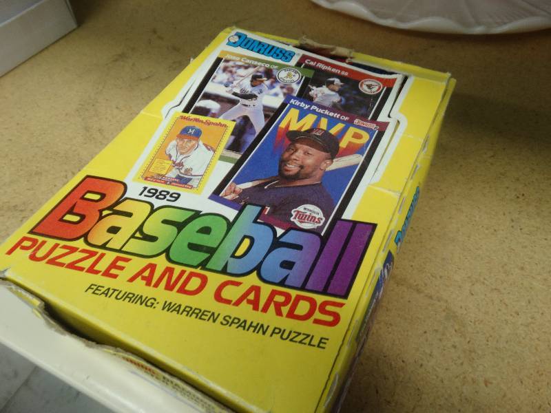 lot 1111 image: Box Of 1989 Open-Packaged Baseball Puzzle & Cards.