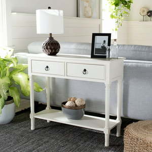 lot 29604 image: Safavieh Haines Contemporary Console Table Drawer Included White