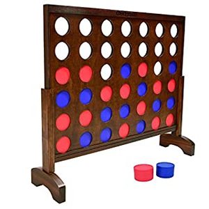 lot 29618 image: GoSports 3 Foot Width Giant Dark Wood Stain 4 in a Row Backyard Game With Connect Coins, Portable Case and Rules (B07NDFNZ89)