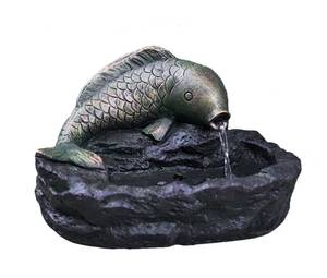 lot 29656 image: XBrand Fish Spitter Water Fountain, Outdoor Garden, Yard, Lawn, Porch D�cor, 12 Inch Tall, Grey