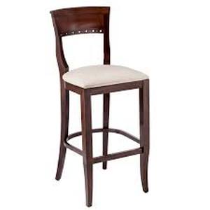 lot 29614 image: Biedermier Brown Seat Medium Oak Barstool- Retail$206.49 1 only