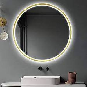 lot 29647 image: round gold mirror led lighting not broken