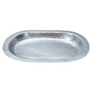lot 29657 image: 31in large hammered aluminum oval tray decoration