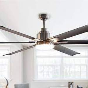 lot 29683 image: hfalger 72in brushed nickel chrome 6 blades ceiling fan