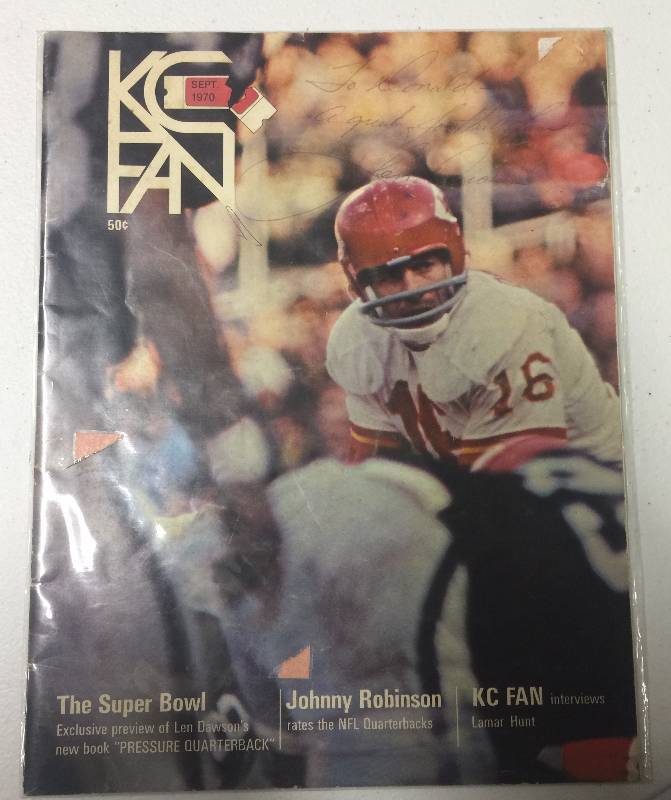 lot 1029 image: Signed Len Dawson Kansas City Chiefs #16 Original 1970 KC FAN Magazine