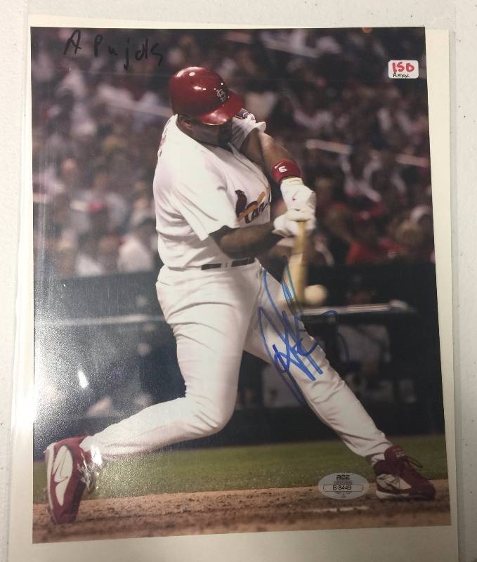 lot 1036 image: Signed Albert Pujols St. Louis Cardinals 8x10 Photograph in Bold Black Ink with ACE Certification