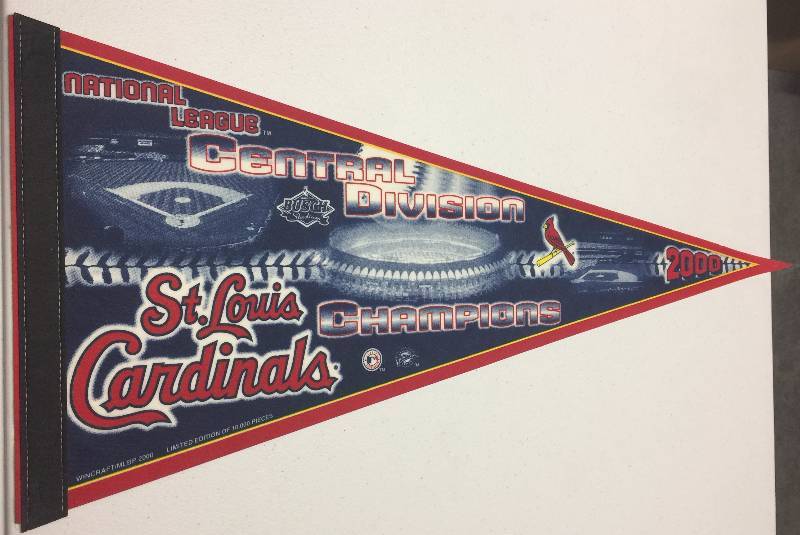 lot 1051 image: Lot of Five St. Louis Cardinals Pennants w 00 Central Champs, 2x 94 Season, Schoendinst Mini, and Cardinals Mini Pennants