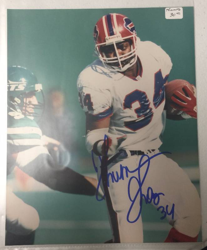 lot 1059 image: Five Signed NFL Football 8x10 Photographs Thurman Thomas, Charlie Joyner, Billy Kilmer, JJ Stokes x2
