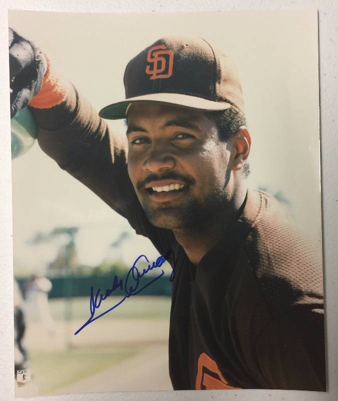 lot 1064 image: Three Signed 8x10 1990s Stars 8x10 Glossy Photographs Sandy Alomar, Raul Mondesi, Kenny Lofton