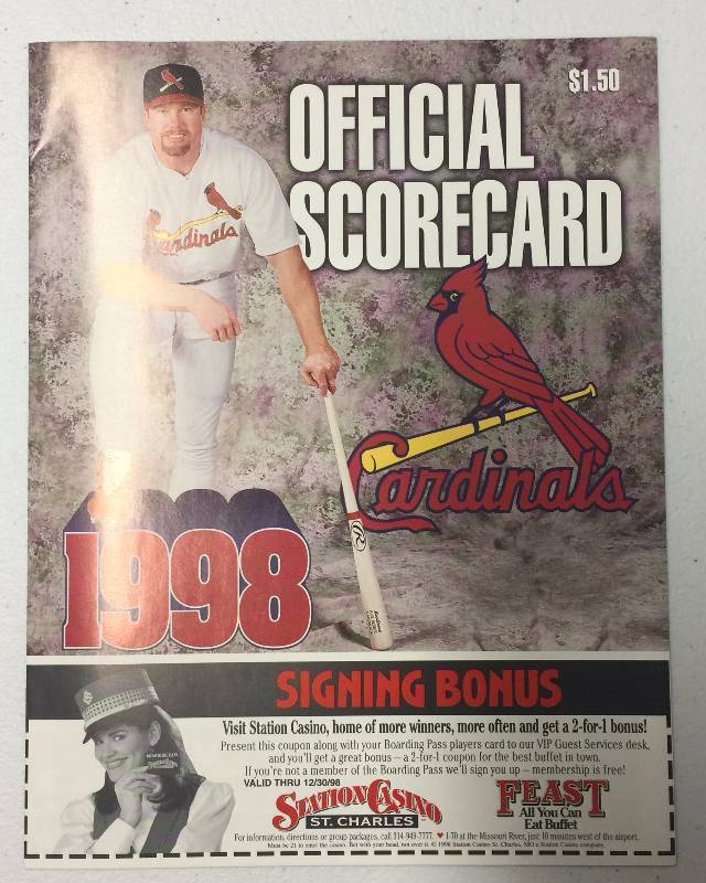 lot 1071 image: Official Scorecard Mark McGwire 70th Home Run September 27th, 1998