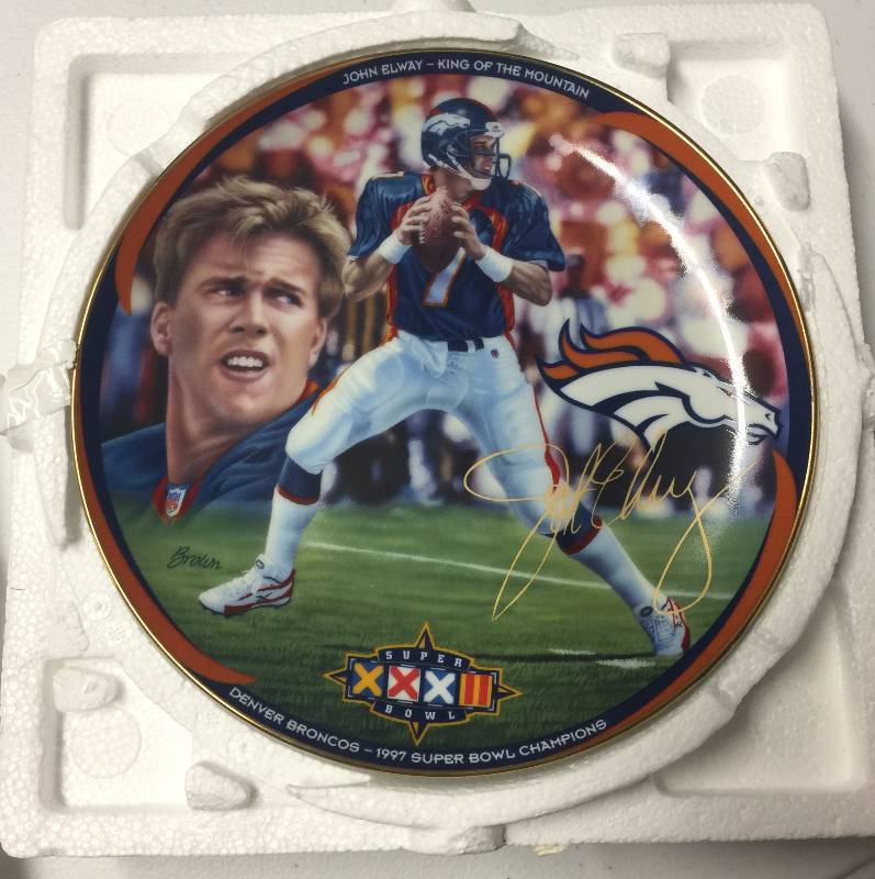 lot 1074 image: Two John Elway Bradford Exchange Collector Plates Denver Broncos