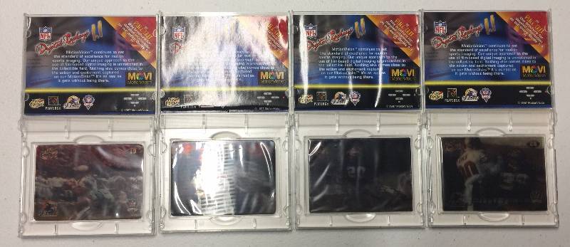 lot 1097 image: Four Digital Replay Motion Vision Cards in Holders Jerry Rice Barry Sanders & More