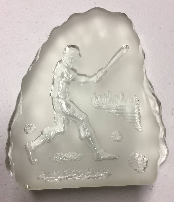 lot 1101 image: Baseball Player Glass Paperweight 5 inches tall Hall of Fame Collection