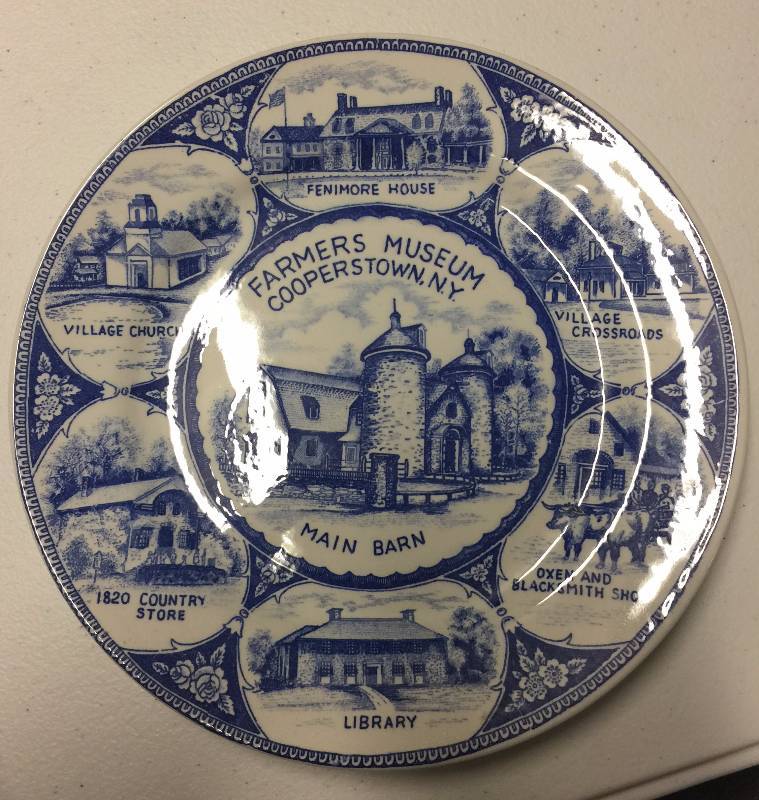 lot 1106 image: Three Commemorative Colletor Plates Cooperstown New York & 2 Leatherstockings Golf Course Plates HOF COLLECTION