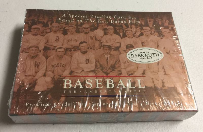 lot 1113 image: Factory Sealed Trading Card Set Based on Ken Burns Baseball Series 80 Baseball Cards Ruth, Gehrig, Cobb, & more