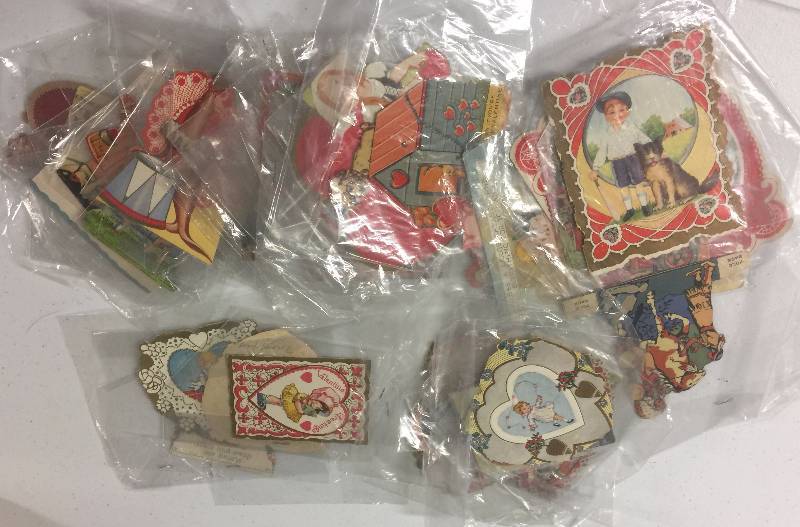 lot 1155 image: Dozens of Vintage Valentines Day Cards from 1920s-50s