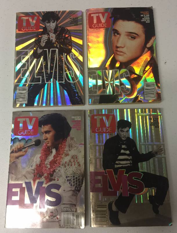 lot 1202 image: FOUR January 13-19, 2001 Elvis Presley TV Guides Hologram Editions Four Magazine Set