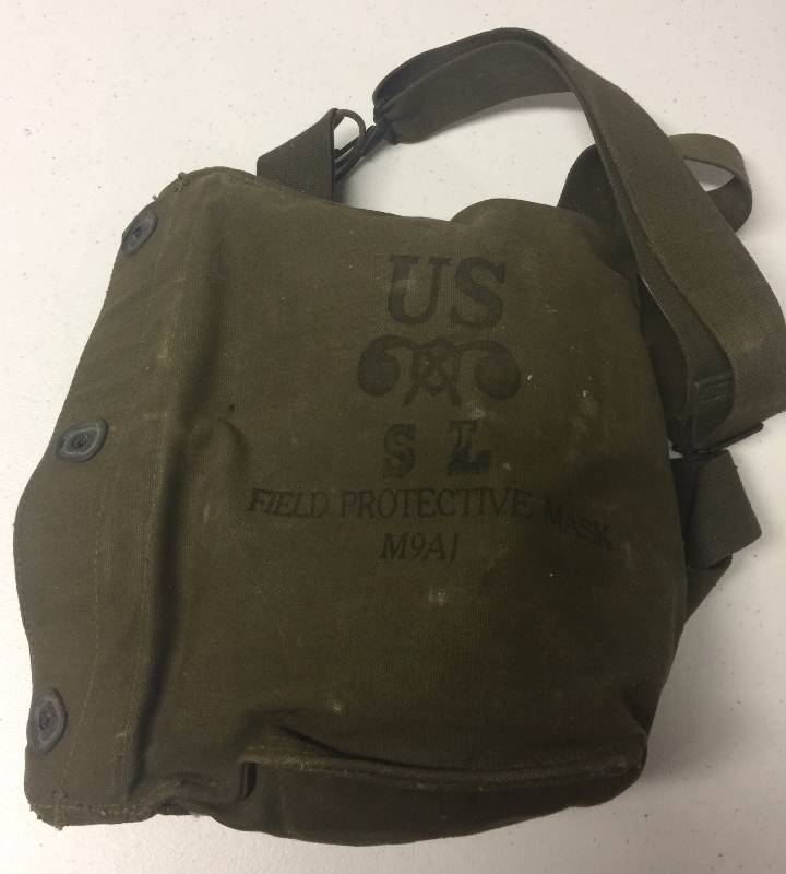 lot 1204 image: US Military Field Protective Mask Satchel with Mask and Tank