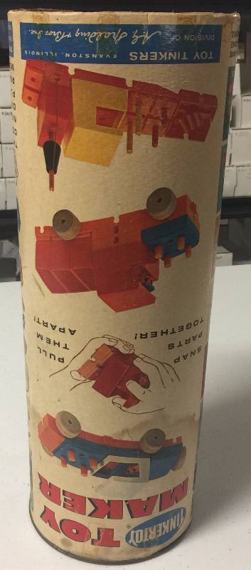 lot 1208 image: Vintage Tinkertoy Tube of Toy Maker Tinker Toys