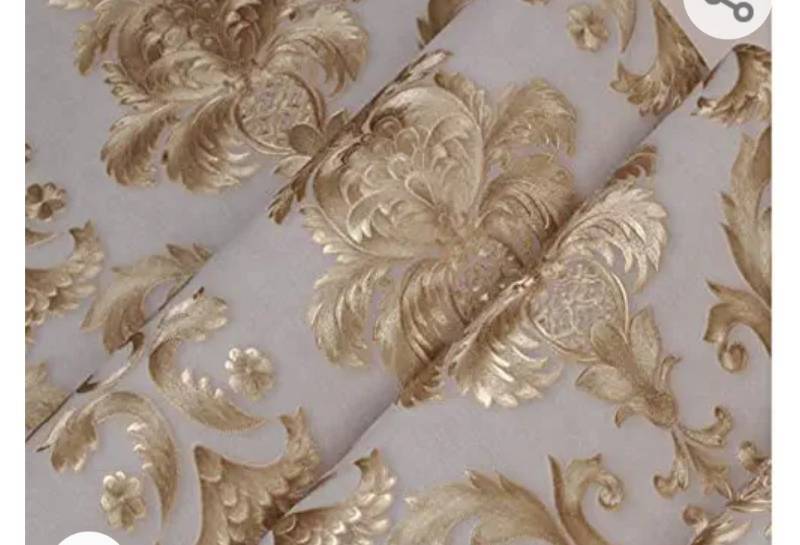 lot 58054 image: Sweety House Luxury Carved Embossed Bronzing Wallpaper, Brocade PVC Wallpaper, Used in Family Room Living Room, Bedroom, bar (32.8 feet x 1.738 feet)(Gilt gold-WP40936)