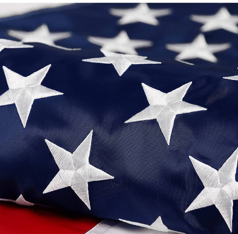 lot 58094 image: American Flag 4x6 ft Longest Lasting US Flag, Made From Nylon, Embroidered Stars, Sewn Stripes, Brass Grommets, UV Protection Perfect for Outdoors USA Flag