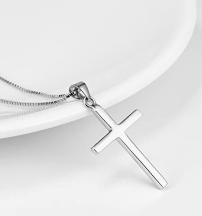 lot 28923 image: LUHE Sterling Silver Cross Pendant Necklace for Men Women Teens with Gift Box