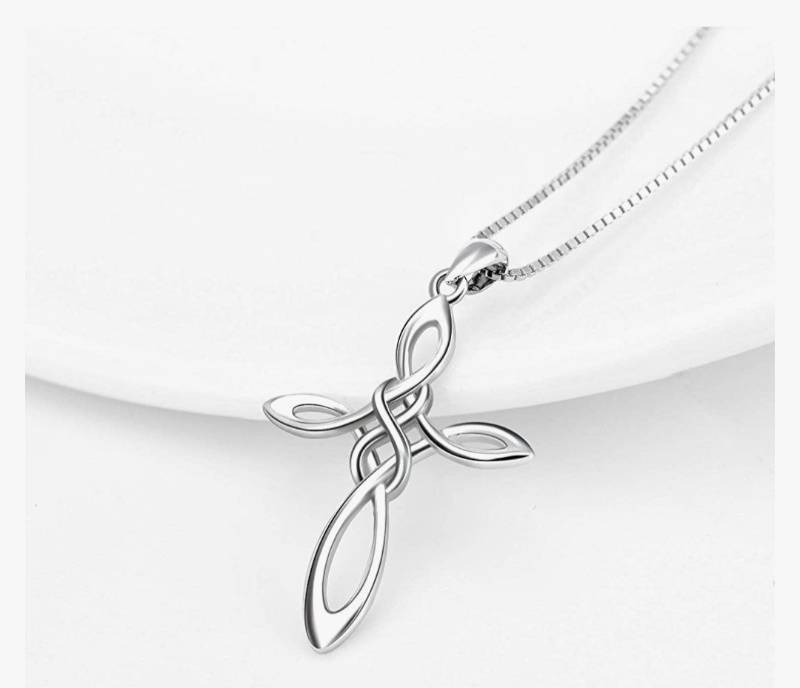 lot 28924 image: Celtic Knot Cross Necklace,Celtic Cross Dangle Earrings 925 Sterling Silver Polished Religious Infinity Love Irish Celtics jewelry for Women Girls