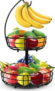 lot 16190 image: 2 TIER FRUIT BASKET WITH BANANA HOOK