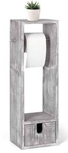 lot 16198 image: RUSTIC WOOD TOILET PAPER HOLDER,PHONE,MAGAZINES RUSTIC WHITE