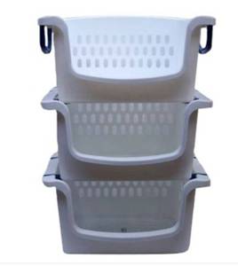 lot 16199 image: PLASTIC STACKABLE STORAGE SHELF SYSTEM 10 TOTAL COMPARTMENTS