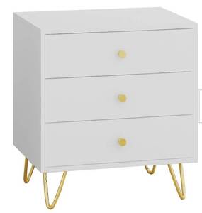 lot 16206 image: NIGHTSTAND 3 DRAWER WHITE