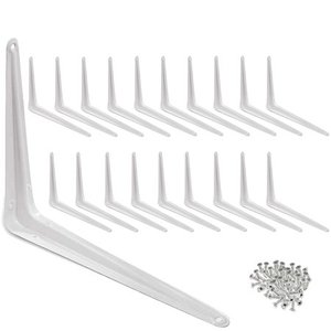 lot 16227 image: Wideskall Metal 10 x 12 inch Wall Corner Angle Shelving Shelf Brackets 2 SETS White Pack of 20