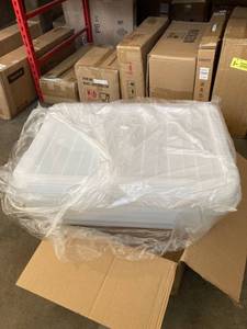 lot 16229 image: 3 PACK LARGE STORAGE CONTAINERS CLEAR PLASTIC WITH LIDS