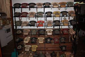 lot 18052 image: Collection of Rotary Phones from funeral homes- ALL phones are from a funeral home-