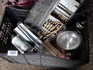 lot 11121 image: Crate of Tools  Drills  Light and More    East 12 of West Barn