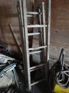 lot 11148 image: Wood Folding 12Ft Ladder    West 12 of West Barn